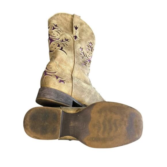 Roper Toddler Girls Lola Inlay Square Toe Casual Boots Mid Calf Size 5 Gray Pink - Picture 5 of 6